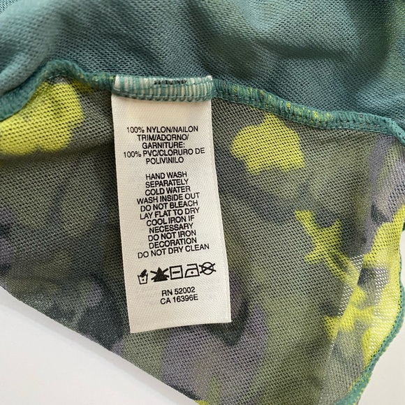 DKNY Jeans Women’s L Tunic Tank Top Green Floral Y2K Sleeveless Blouse - Picture 8 of 10